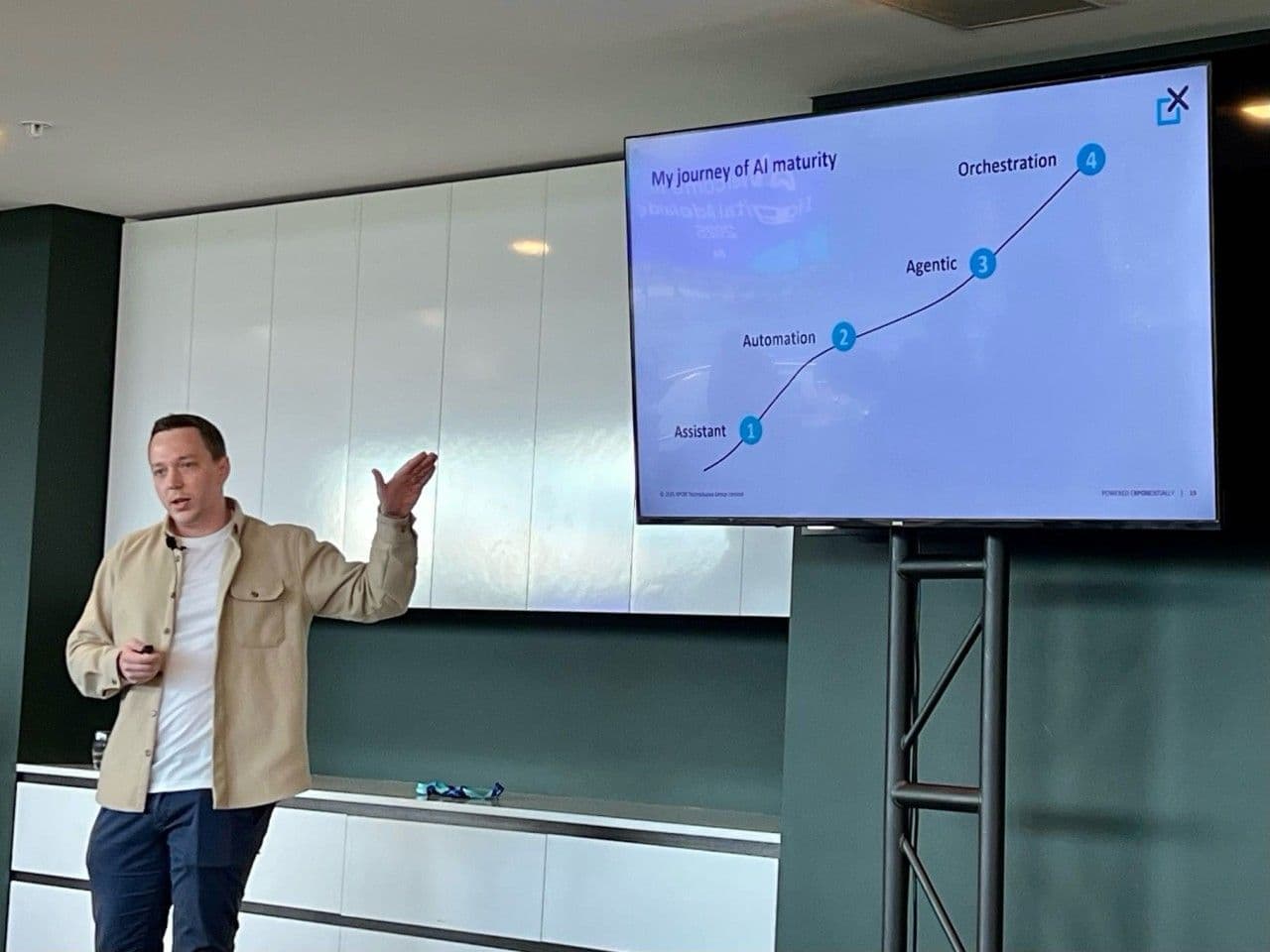 Tim Lillyman presenting on AI maturity